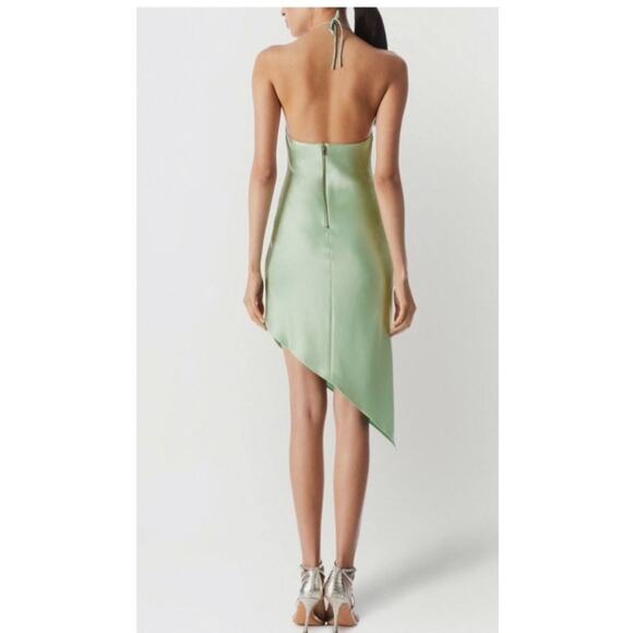 Alice + Olivia Asymmetrical Harmony Dress in Sage. - Picture 2 of 9